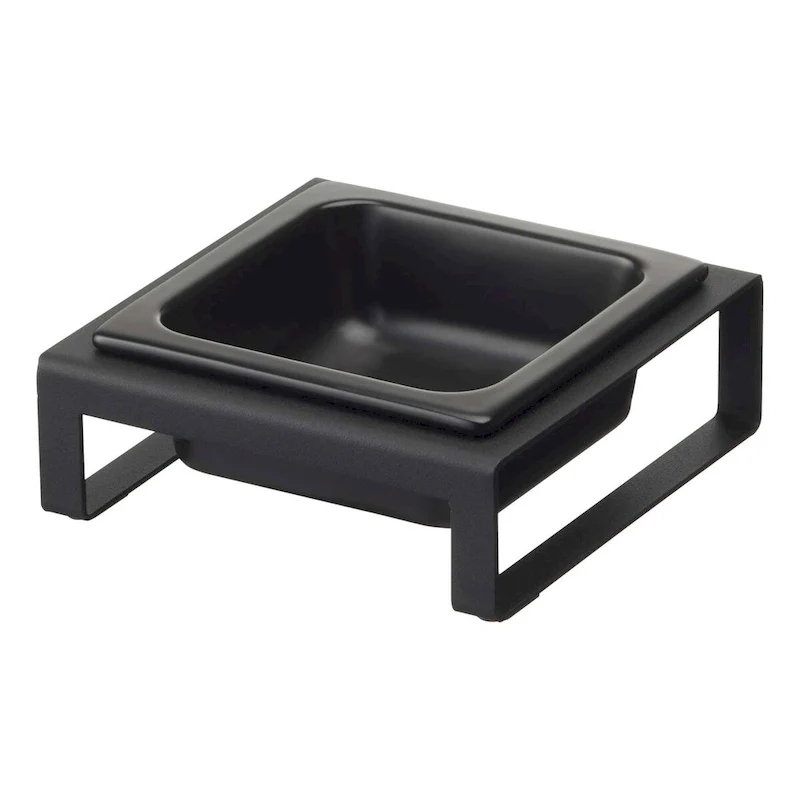 Yamazaki Home Single Pet Food Bowl - Two Styles, Steel and Ceramic, Short, 1.25 - L 6.1 x W 5.91 x H 2.36 inches