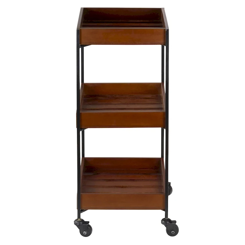 Winslow River of Goods Wooden Slat and Black Metal Storage Cart