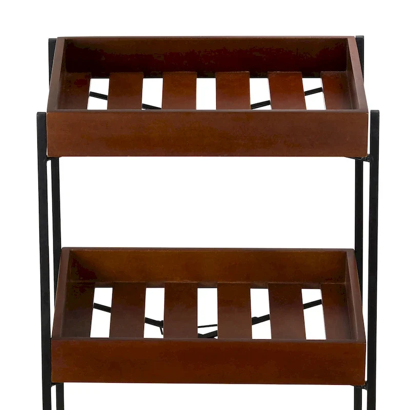 Winslow River of Goods Wooden Slat and Black Metal Storage Cart