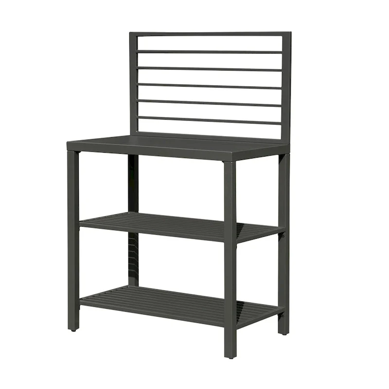 Outdoor Kitchen Island with Storage,Aluminum Kitchen Storage Island Kitchen Food Prep Table with Double Storage Rack