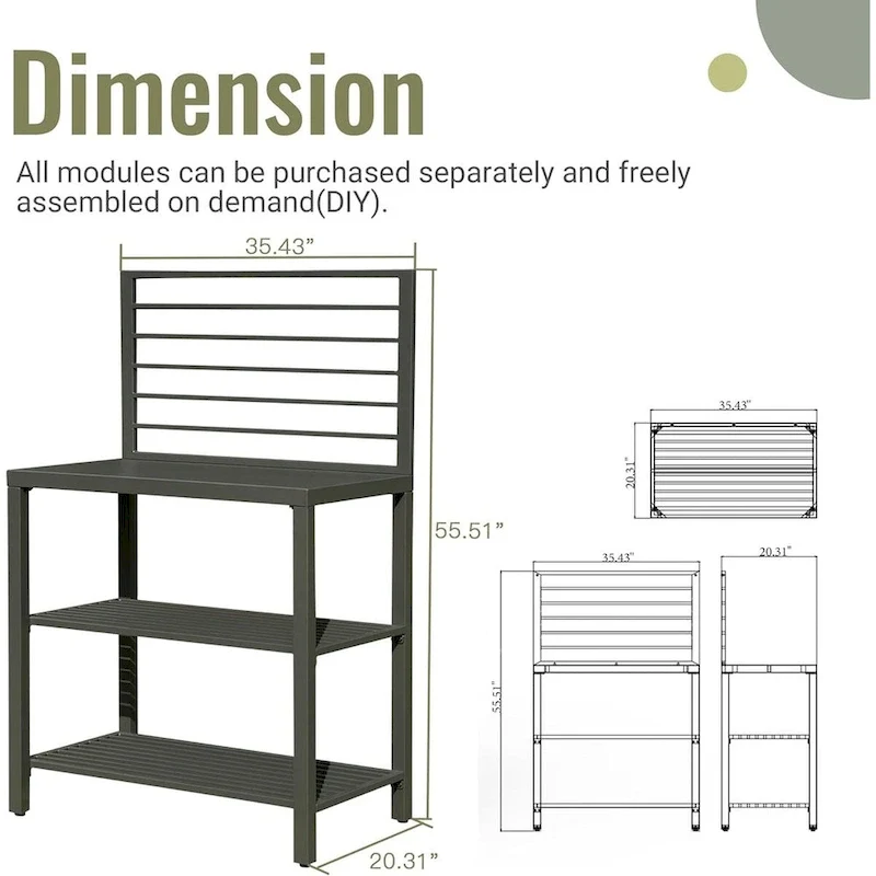 Outdoor Kitchen Island with Storage,Aluminum Kitchen Storage Island Kitchen Food Prep Table with Double Storage Rack