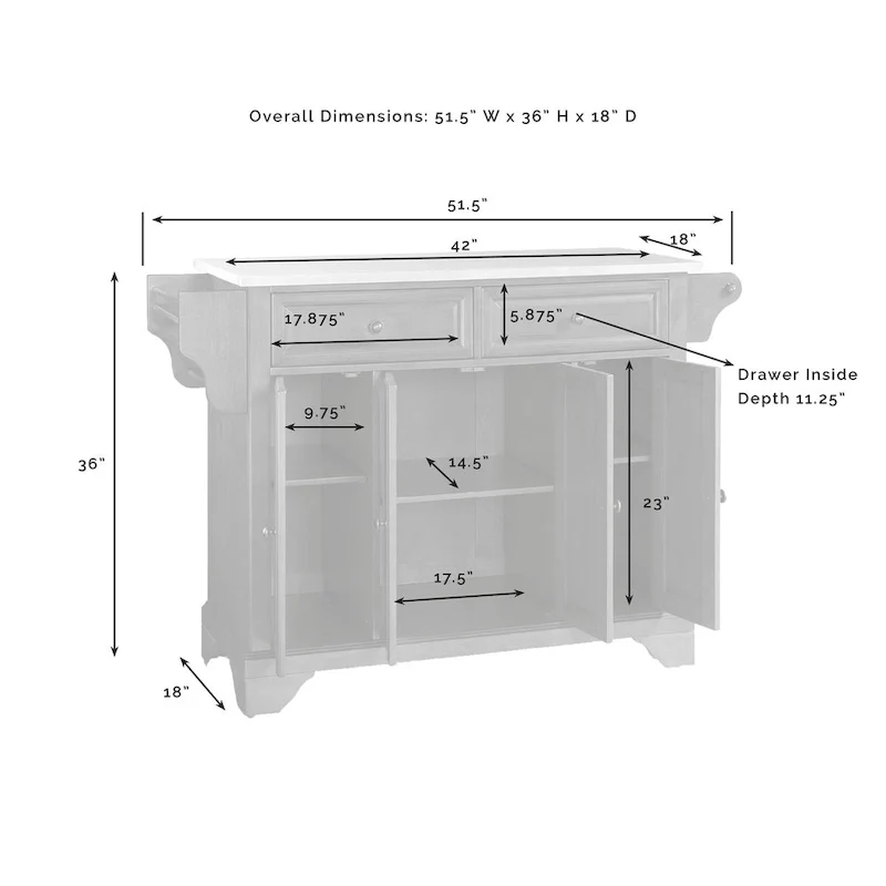 Crosley Lafayette Stainless Steel Top Full Size Kitchen Island/Cart - 18d x 51.5w x 36h