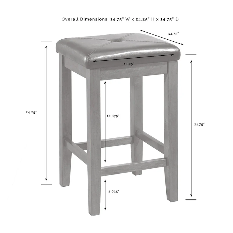 Crosley Julia Island with Upholstered Square Stools - 53d x 50w x 36h