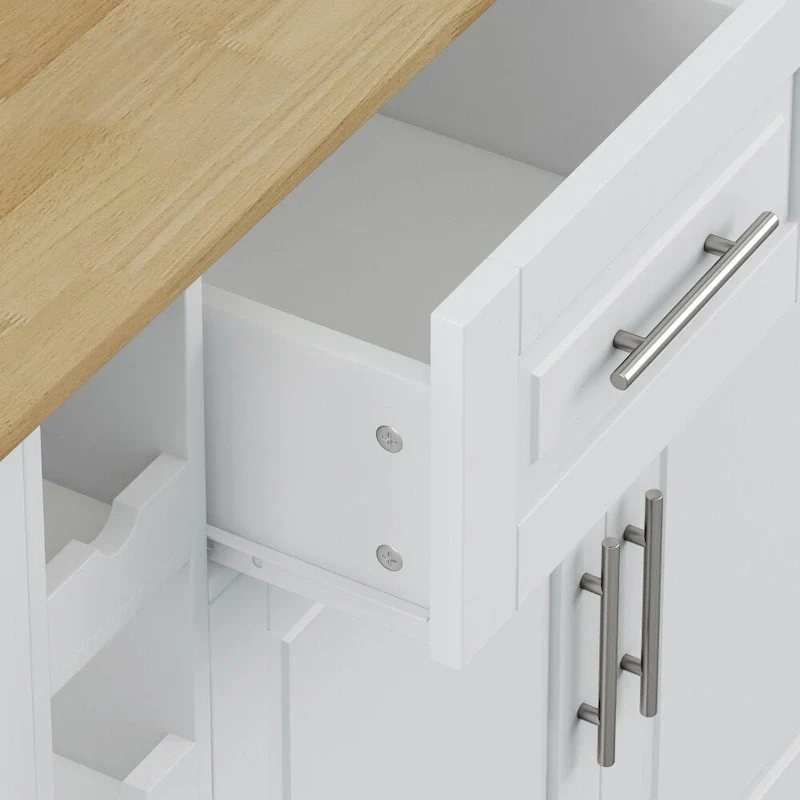 Kitchen Island Cart with 2 Door and 2 Drawers and Foldable Table Top