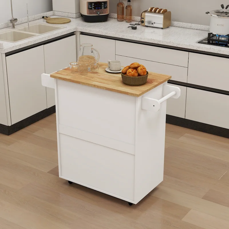 Kitchen island rolling trolley cart with Adjustable Shelves