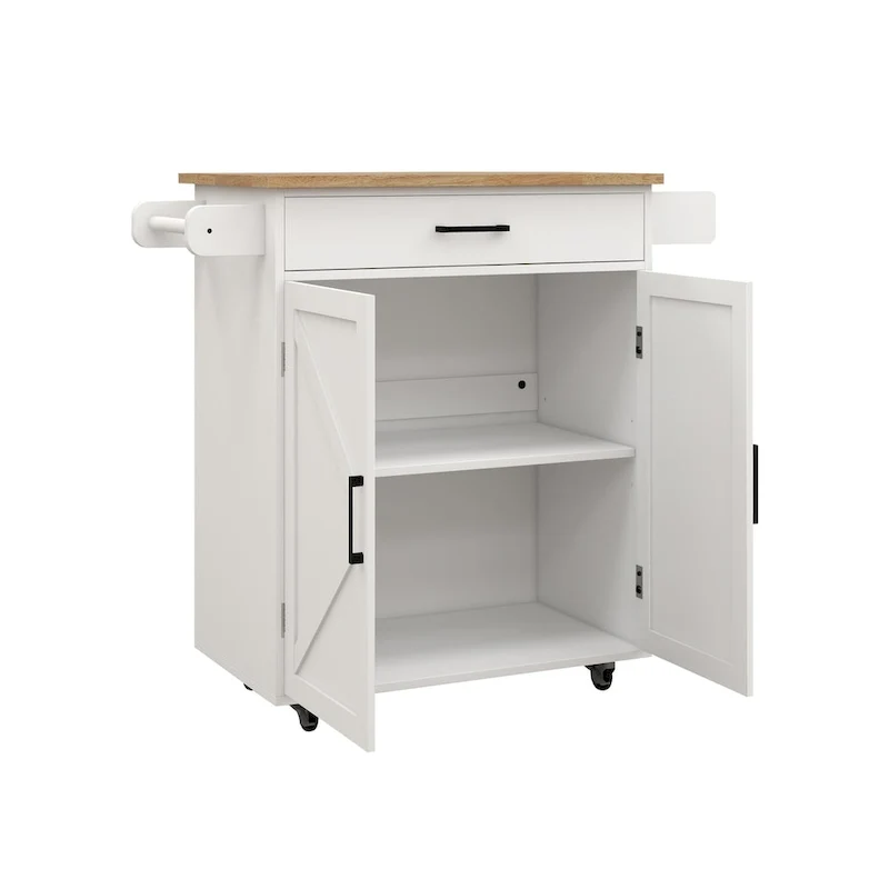Kitchen island rolling trolley cart with Adjustable Shelves