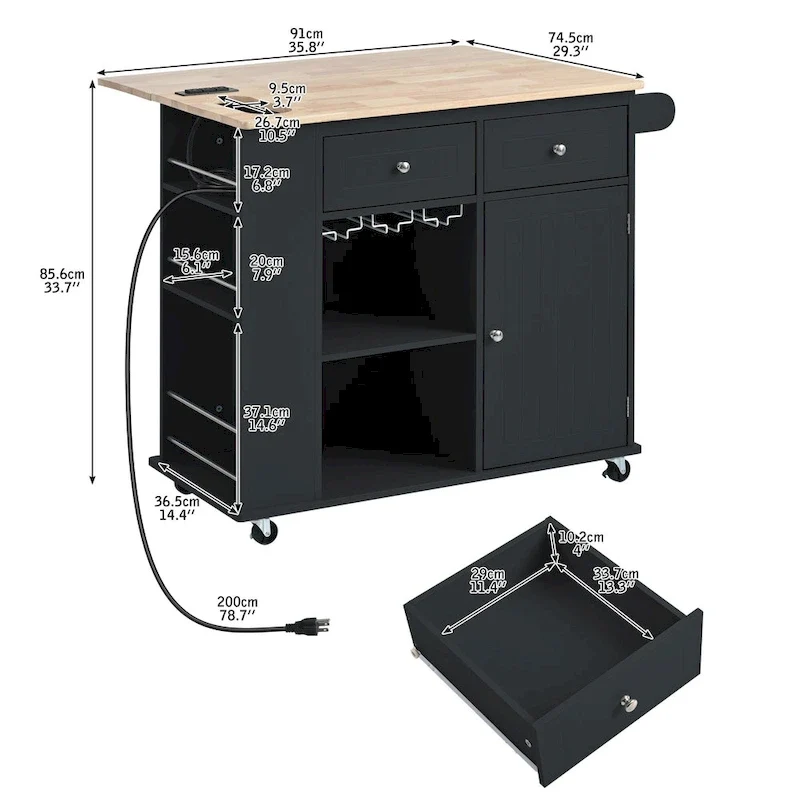 Kitchen Island with Power Outlet