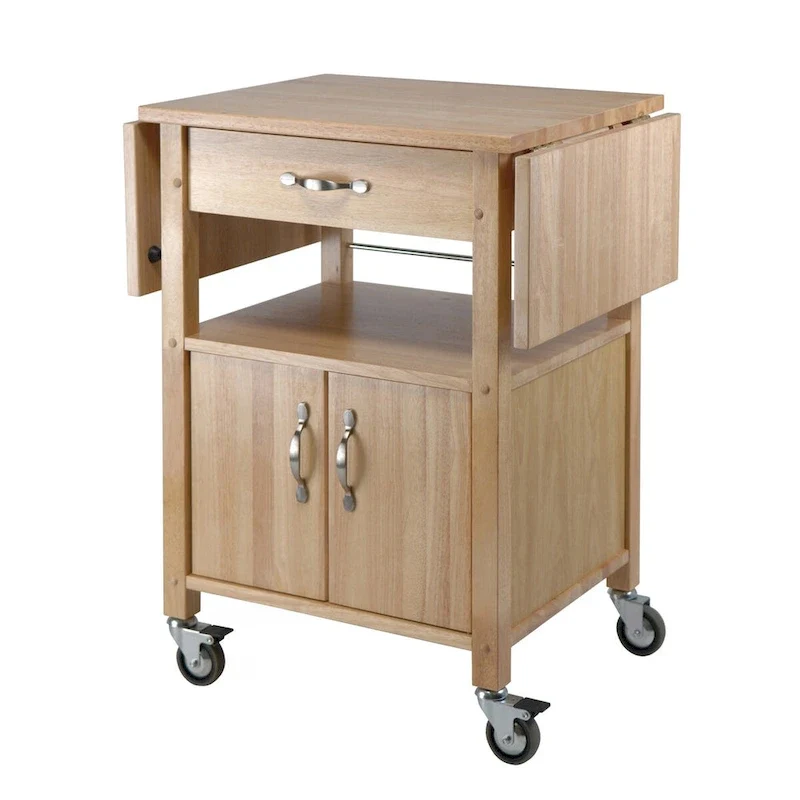 Rachael Kitchen Cart, Drop Leaf, Natural - 43.27 x 20.16 x 33.27 inches