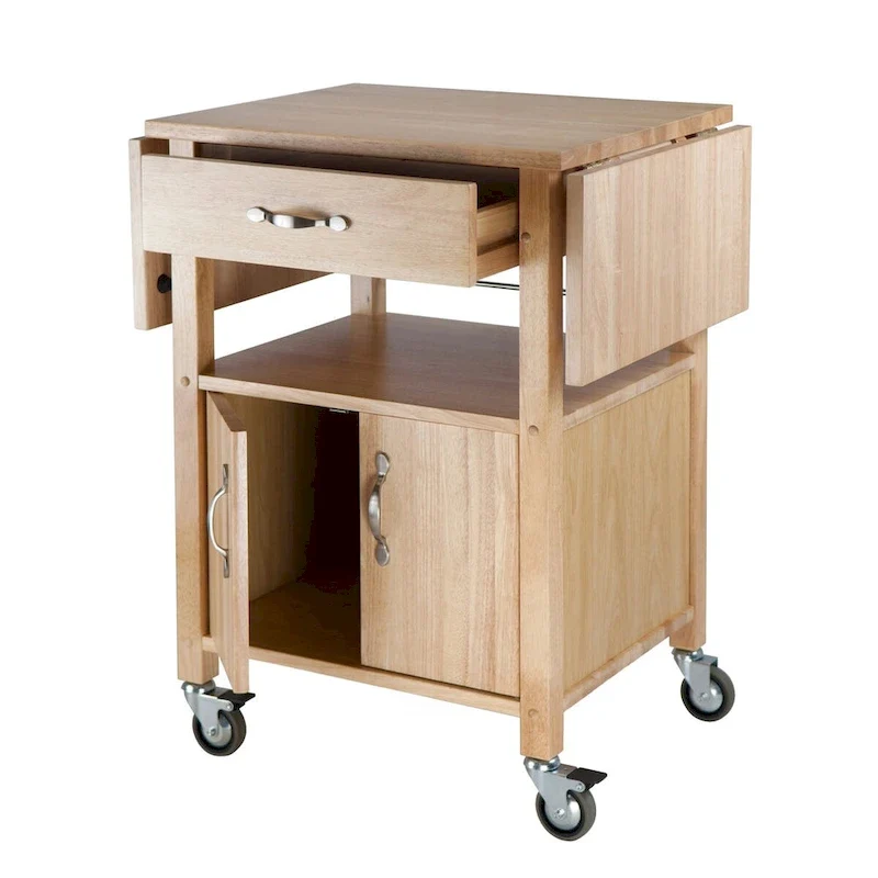 Rachael Kitchen Cart, Drop Leaf, Natural - 43.27 x 20.16 x 33.27 inches