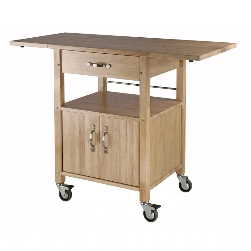 Rachael Kitchen Cart, Drop Leaf, Natural - 43.27 x 20.16 x 33.27 inches