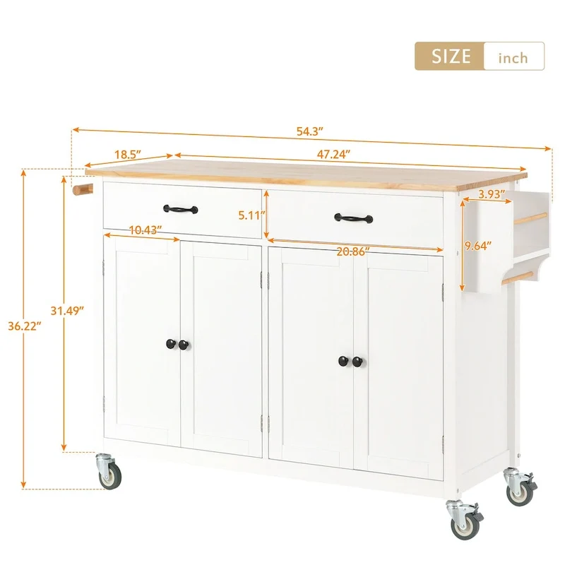 Homestyles Kitchen Island Finish with Wood Top Kitchen Cart