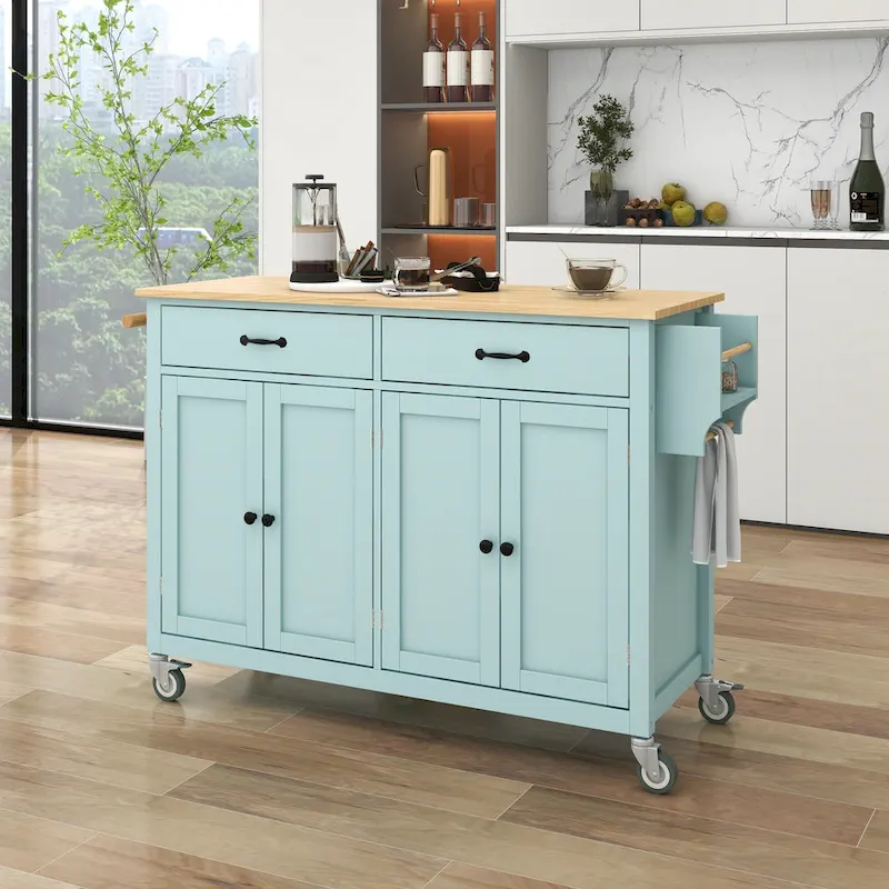 Homestyles Kitchen Island Finish with Wood Top Kitchen Cart