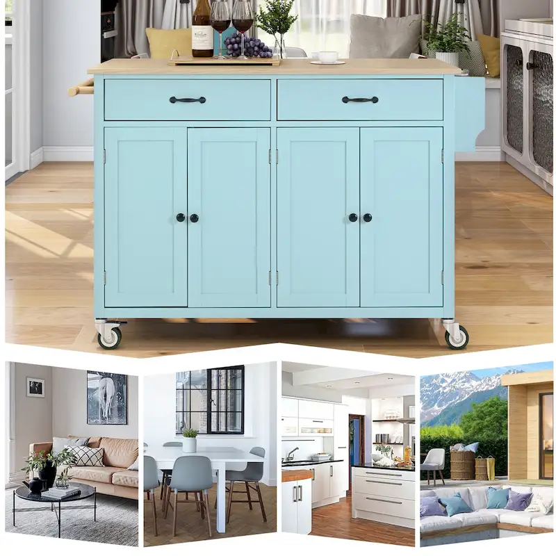 Homestyles Kitchen Island Finish with Wood Top Kitchen Cart