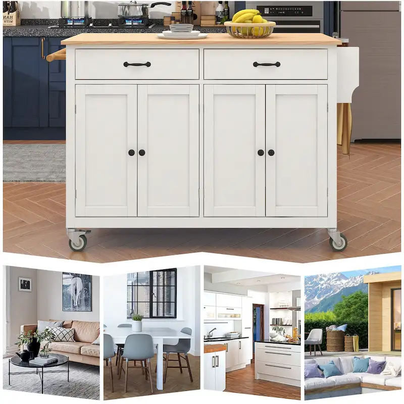 Homestyles Kitchen Island Finish with Wood Top Kitchen Cart