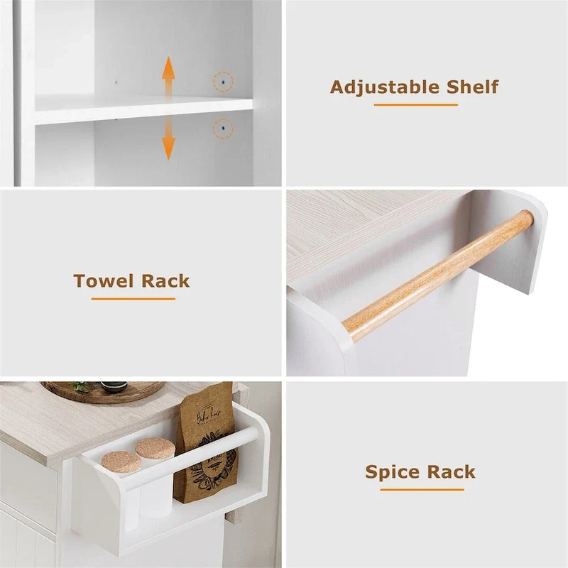 Kitchen Island with Trash Can Storage Cabinet by Harper&Bright Designs