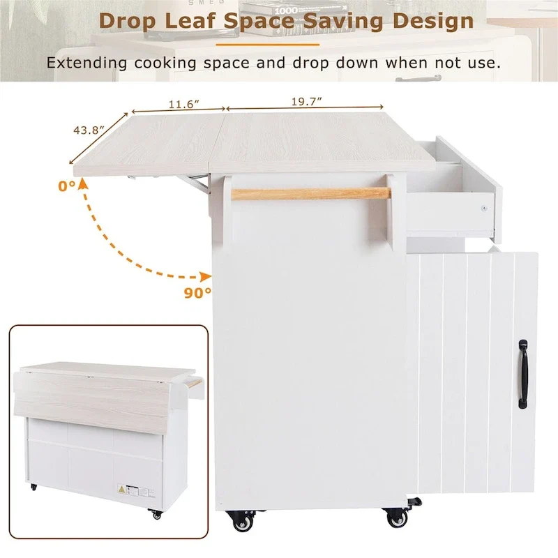 Kitchen Island with Trash Can Storage Cabinet by Harper&Bright Designs