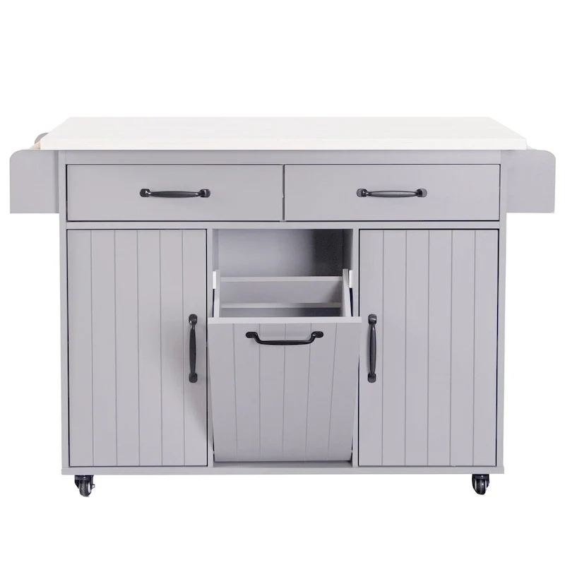 Kitchen Island with Trash Can Storage Cabinet by Harper&Bright Designs