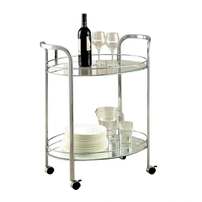 Loule Contemporary Serving Cart In Chrome Finish - 31 H x 26 W x 18 L Inches