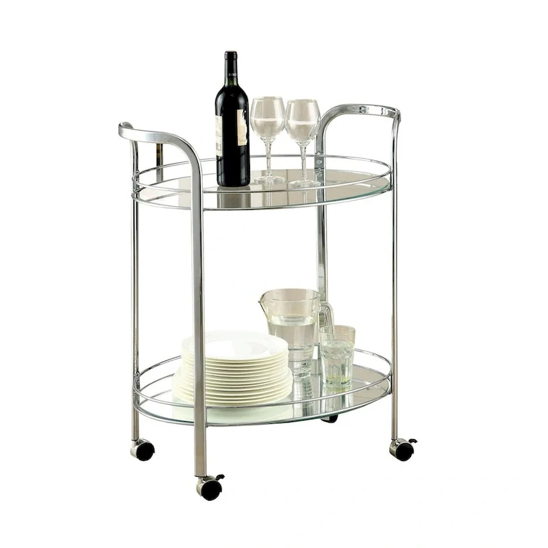 Loule Contemporary Serving Cart In Chrome Finish - 31 H x 26 W x 18 L Inches