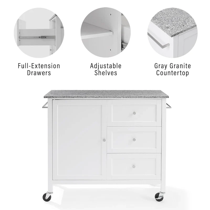 Crosley Soren Granite Top Kitchen Island/Cart - 18.13d x 42.13w x 37.5h