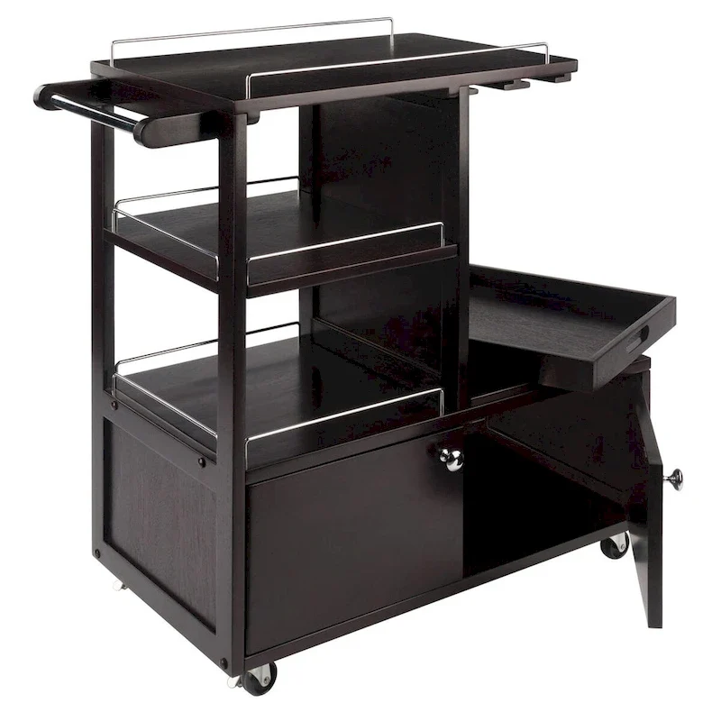 Galen Entertainment Cart, Espresso - 34.25 x 16.77 x 34.37 inches