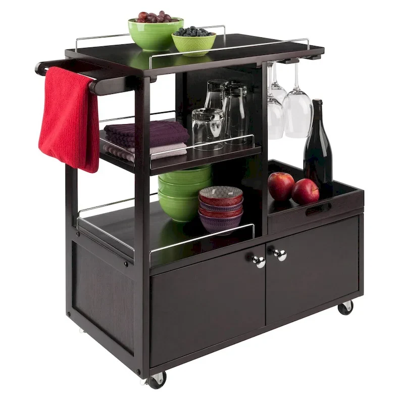 Galen Entertainment Cart, Espresso - 34.25 x 16.77 x 34.37 inches