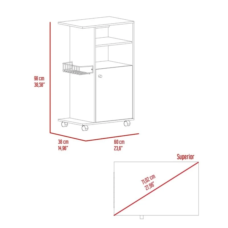 Clip Kitchen Cart, Single Door Cabinet, Four Casters