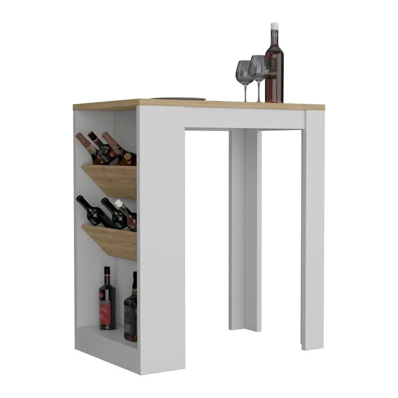 Kitchen Island Dozza, Three Shelves, Black Wengue / Light Oak Finish