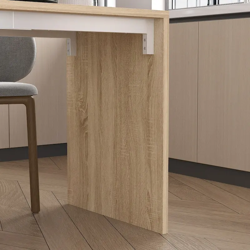Kitchen Table 94.5 White/Wood Island for Breakfast, Bar, and Work
