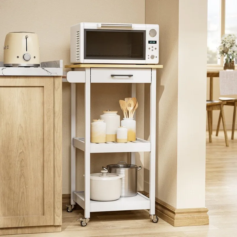Kitchen Island and Kitchen Cart with Storage Cabinet and Drawer