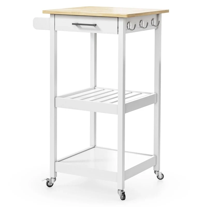 Kitchen Island and Kitchen Cart with Storage Cabinet and Drawer