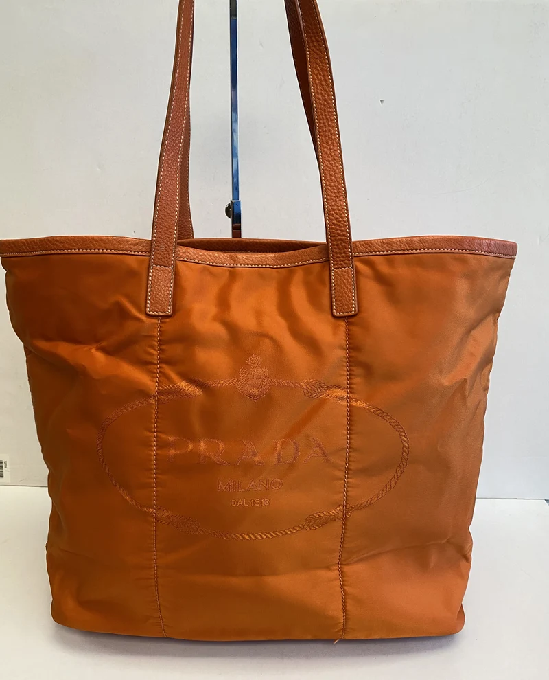 Prada Nylon Jacquard Tote Papaya - BR4634