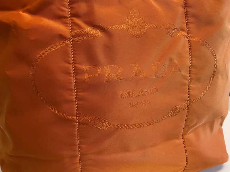 Prada Nylon Jacquard Tote Papaya - BR4634