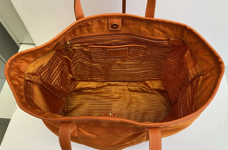 Prada Nylon Jacquard Tote Papaya - BR4634