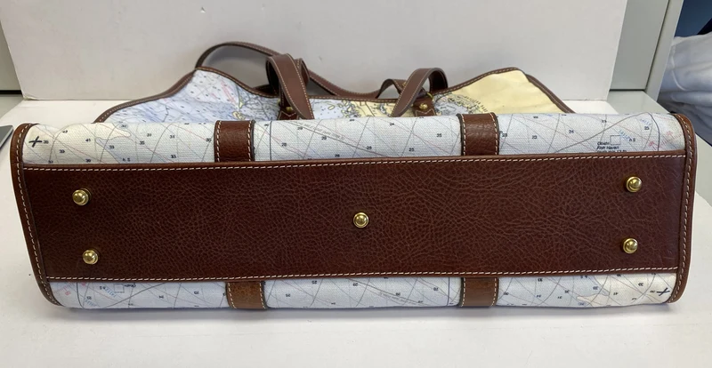 Vintage Mad Bay Designs Florida Map Design with Leather Trim Tote
