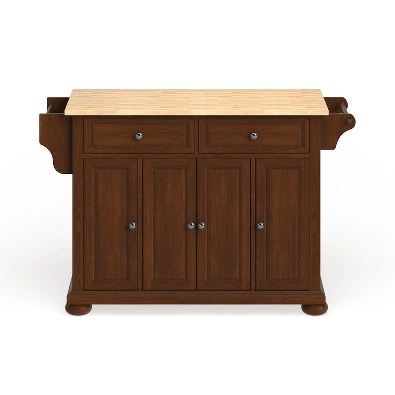 Crosley Alexandria Wood Top Full Size Kitchen Island/Cart in Classic Cherry Finish - 18d x 51.5w x 34h