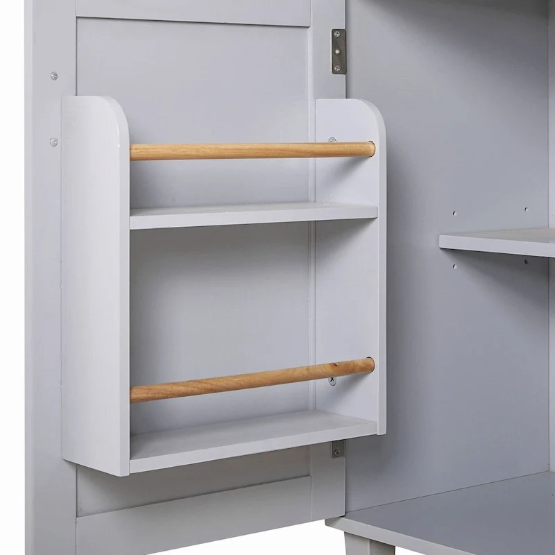 39W Kitchen Island with Storage and Rubber Wood Top - N/A