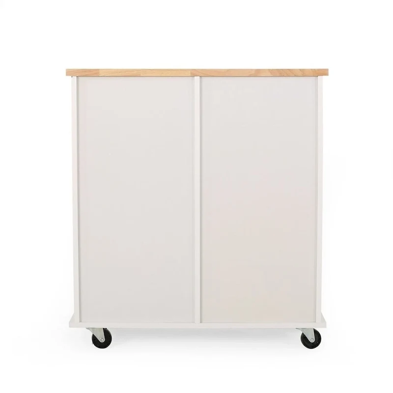 Contemporary Wood Kitchen Cart with Wheels Drawers and Cabinet by Christopher Knight Home