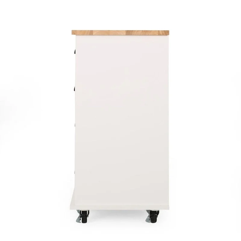 Contemporary Wood Kitchen Cart with Wheels Drawers and Cabinet by Christopher Knight Home