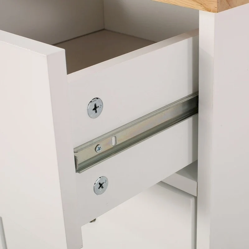 Contemporary Wood Kitchen Cart with Wheels Drawers and Cabinet by Christopher Knight Home