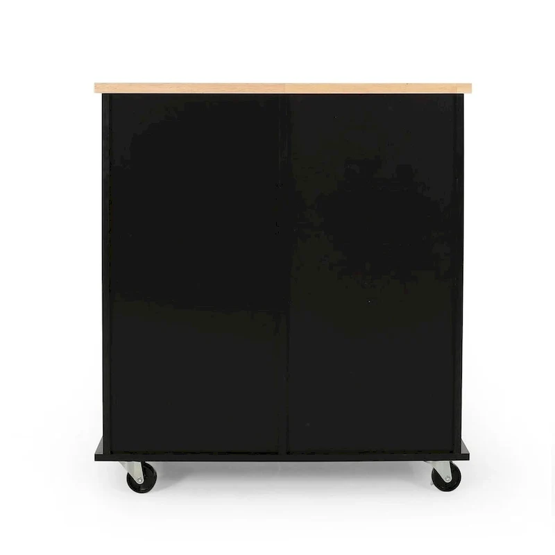 Contemporary Wood Kitchen Cart with Wheels Drawers and Cabinet by Christopher Knight Home