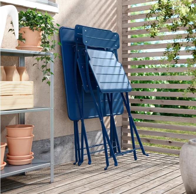 SUNDSÖ foldable table, dark blue, 65x65 cm