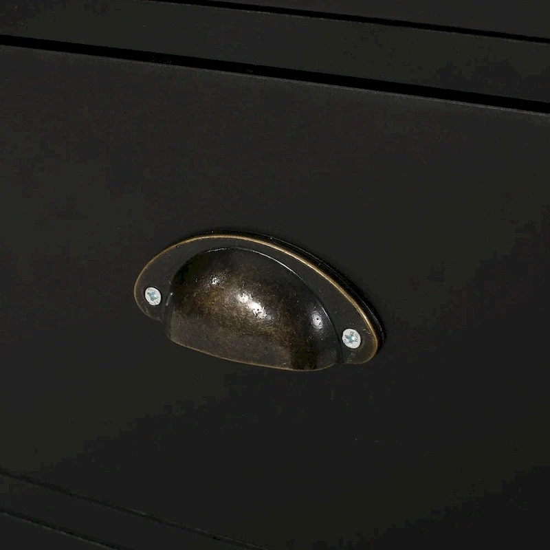 Modern Kitchen Cart with Rubberwood Top, Cabinet Storage, Two Drawers, Three Open Shelves and Lockable Rolling Casters