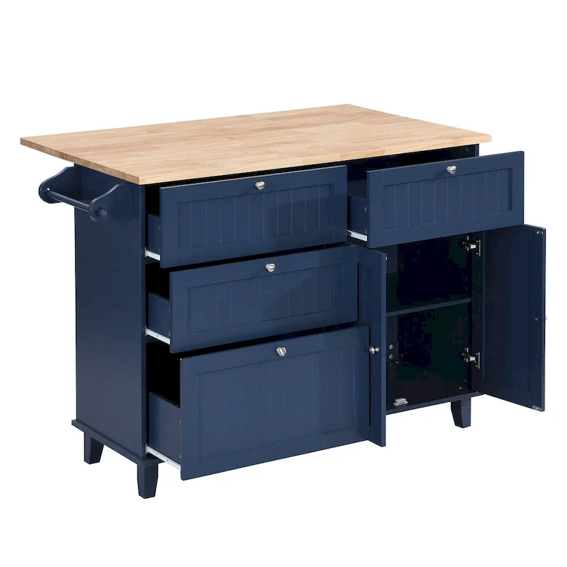 Topmax Farmhouse Kitchen Island Set With Drop Leaf And 2 Seatings
