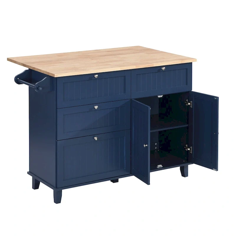 Topmax Farmhouse Kitchen Island Set With Drop Leaf And 2 Seatings