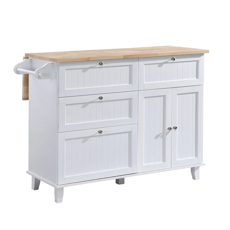 Topmax Farmhouse Kitchen Island Set With Drop Leaf And 2 Seatings