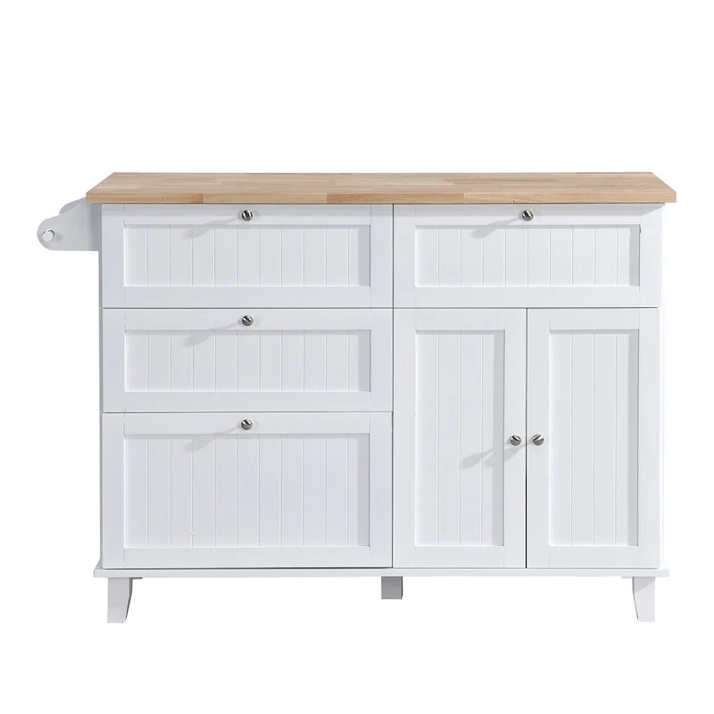 Topmax Farmhouse Kitchen Island Set With Drop Leaf And 2 Seatings