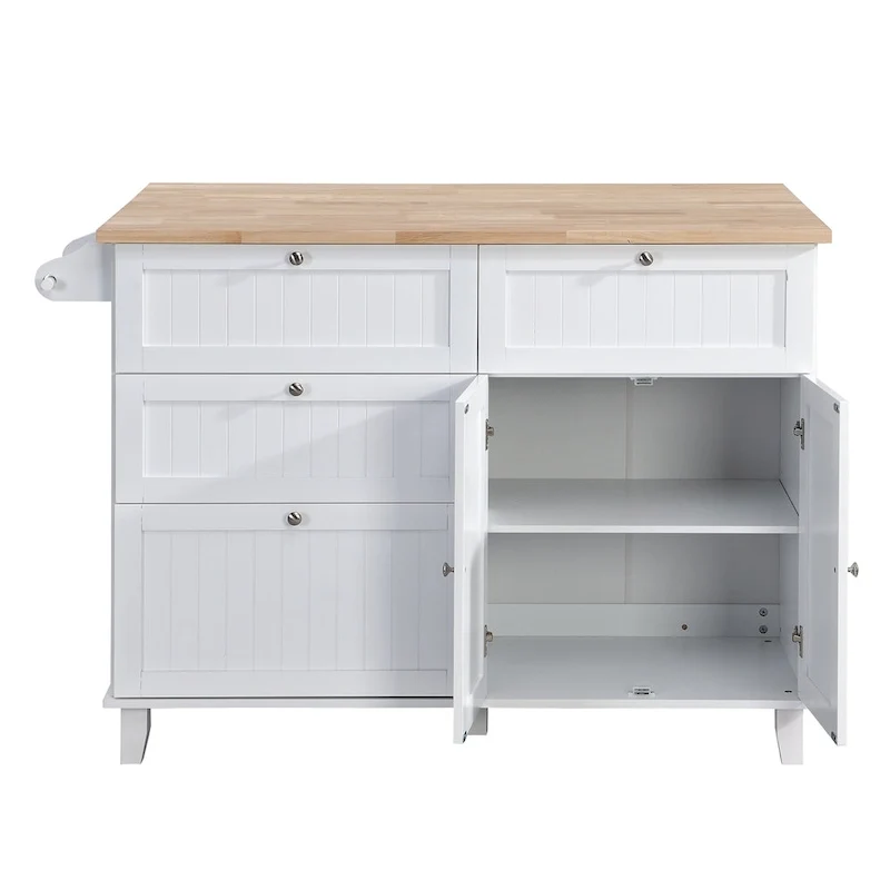 Topmax Farmhouse Kitchen Island Set With Drop Leaf And 2 Seatings
