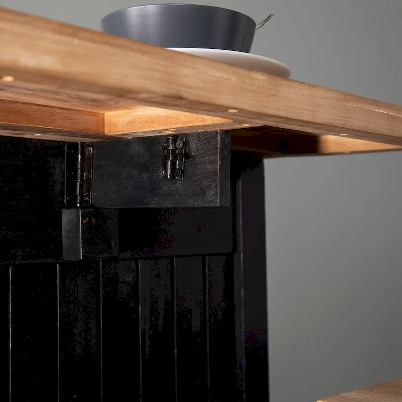 SEI Furniture Berhill Transitional Black Wood Expandable Kitchen Island