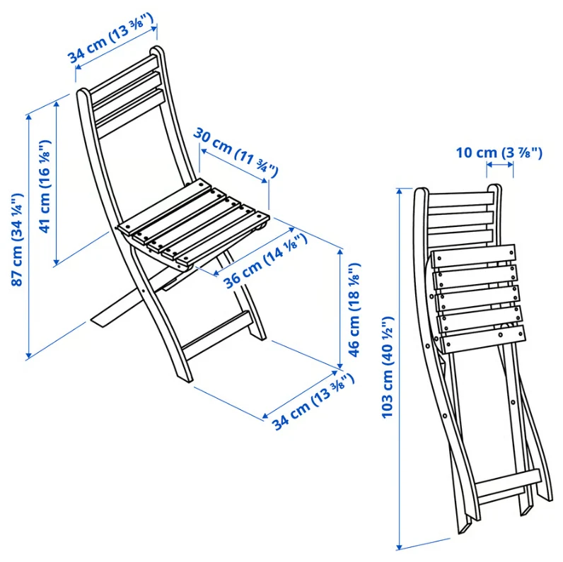 ASKHOLMEN Chair, outdoor, foldable dark brown